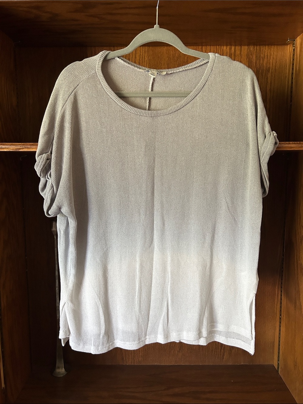 She + Sky Short-Sleeve Lightweight Knit Top - ombre grey white